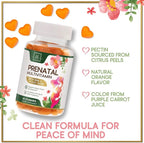 Prenatal Vitamins for Women – Complete Pregnancy Multivitamin - Folic Acid, Omega 3 DHA, Choline, Vitamin D – Essential Support for Mom's & Baby Brain Development - Tasty Orange Flavor - 60 Gummies