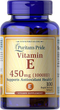 Puritan's Pride Vitamin E 450 Mg, Supports Immune Function, 100 Count