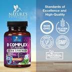 B Complex Vitamins Capsules - Super Complete B-100 Complex with Vitamin B12 B6 C Biotin Folate & Folic Acid for Immune & Energy Support - Supplement for Heart, Brain, & Nerve Support - 60 Capsules