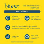 Bio.me Daily Prebiotic Fiber Lemonade with Electrolytes - 7g Per Serving - Soluble Fiber Supplement Powder for Women & Men - Digestive Health, Gut Health & Hydration - Sugar Free - 30 Servings