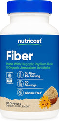 Nutricost Fiber Capsules with Prebiotic Fiber Supplement 150 Capsules - CCOF Certified Supplement, Made with Organic Psyllium Husk & Organic Jerusalem Artichoke, Gluten Free, 3 G Per Serving