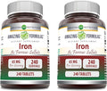 Amazing Formulas Iron as Ferrous Sulfate Supplement | 65 Mg | Tablets | Non-GMO | Gluten Free | Made in USA (240 Count | 2 Pack)