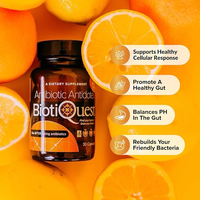 BiotiQuest Antibiotic Antidote Probiotics to Rebalance Body After Taking Antibiotics, 20 Billion CFU, Non-GMO, and Gluten Free, 30 Capsules