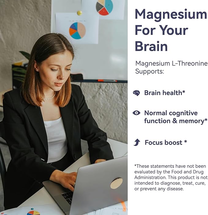 Magnesium L-Threonine, High Absorption Magnesium Supplement,1900mg Magnesium Threonine,Gluten Free, 90 Vegan Capsules