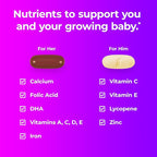 One A Day Men's & Women's Pre-Pregnancy Multivitamin Softgel including Vitamins A, Vitamin C, Vitamin D, B6, B12, Folic Acid & more, 30+30 Count, Supplement for Before, During, and Postnatal