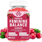 Feminine Probiotics Gummies, Vaginal Health & Women's pH Balance Gummy Supplement with Cranberry Pineapple Powder, Sugar Free Vegan, 60 Count (Cranberry)