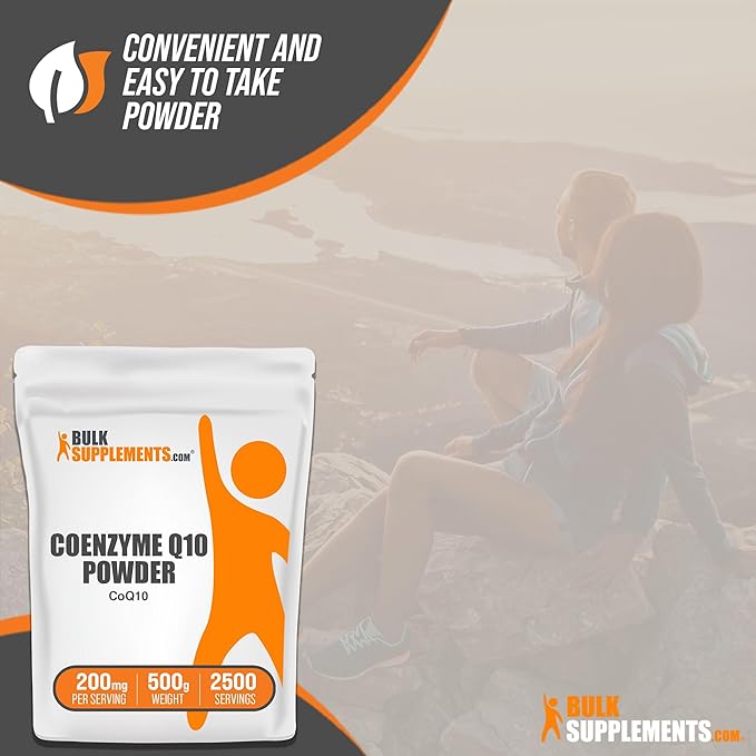 BulkSupplements.com Coenzyme Q10 Powder - Coenzyme Q10 200mg Supplement, Nutritional Supplement - Gluten Free, 200mg per Serving, 500g (1.1 lbs) (Pack of 1)