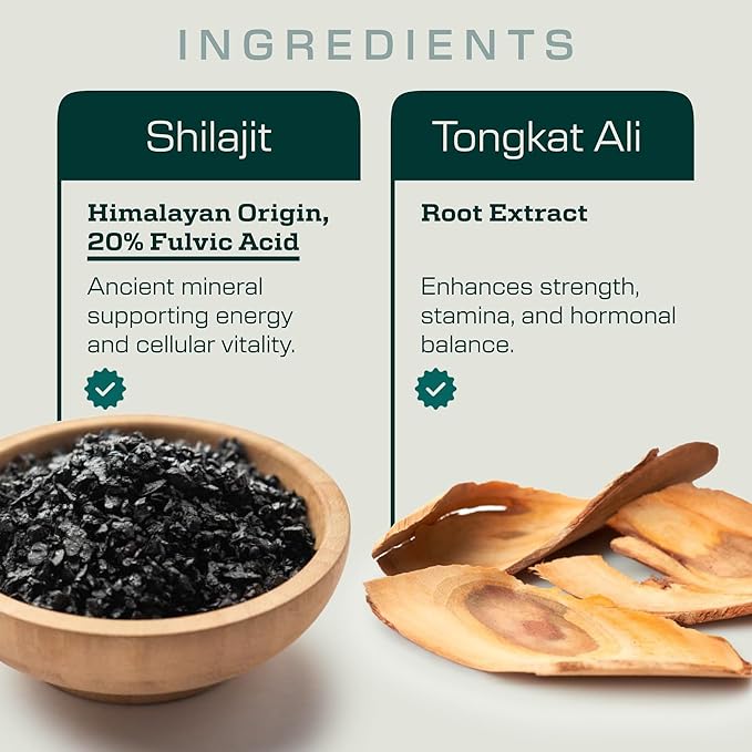 Shilajit and Tongkat Ali for Men and Women – Pure Shilajit Capsules w/High Potency Fulvic Acid & Trace Minerals – Shilajit for Men with Natural Testosterone Support for Energy & Muscle Growth