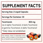 Tocotrienol Supplement Full Spectrum, Cutting-Edge Fusion Technology,Tocotrienol Vitamin E-Tocotrienols 800mg,Powerful Antioxidant,Cardiovascular,Highest Absorption Rate -120 Liquid-Filled Capsules