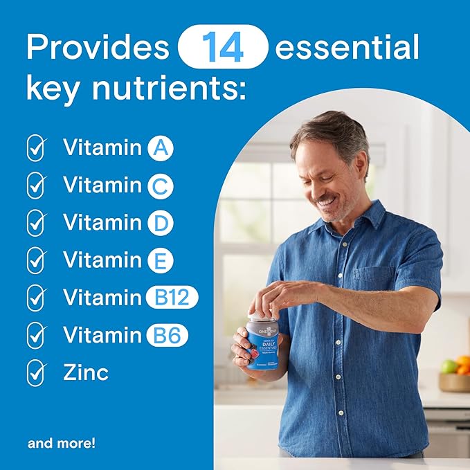 ONE A DAY Men’s 50+ Daily Essentials Multivitamin Gummies, Multivitamin for Men Over 50, Fruit Medley Flavor, 120 Gummies,(Pack of 2)