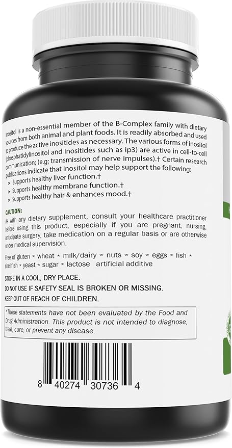 Brieofood Myo Inositol 2000 mg per Serving - 60 Tablets - 3rd Party Lab Tested (Pack of 2)