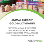 NaturesPlus Animal Parade Gold Children's Multivitamin - Assorted Cherry, Orange & Grape Flavors - 60 Chewable Tablets, Pack of 2 - Vegetarian, Gluten Free - 60 Total Servings