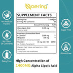Liposomal Alpha Lipoic Acid 1400mg Softgels, ALA Supplement with L-Carnitine 1000mg, Ubiquinol (Active CoQ10) 100mg and Vitamin E 10mg for Antioxidants, Nerve & Energy, 120 Softgels