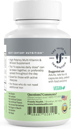 Freeda Maximum Strength Multivitamin – High Potency Daily Supplement for Active Adults (Men & Women) – Iron Free – SCD Diet Compatible – 120 Capsules – Ultra-Freeda