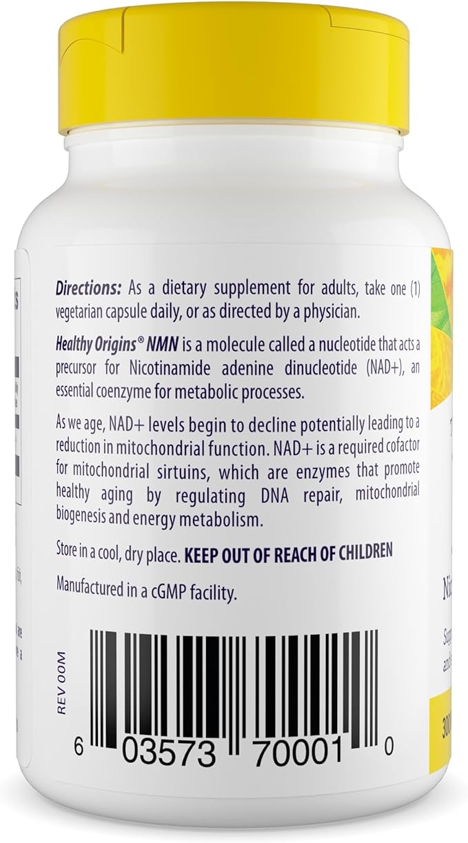 Healthy Origins NMN Nicotinamide Mononucleotide 300 mg – 60 Vegan Capsules – NAD+ Precursor for Cellular Energy & Healthy Aging Support – Third-Party Tested, Non-GMO Dietary Supplement