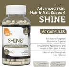 Zahler Shine Hair Skin and Nails Vitamins for Women & Men - Multivitamin for Hair Growth, Stronger Nails and Skin Health - Kosher Supplement with Biotin, Keratin & Hyaluronic Acid (60 Capsules)
