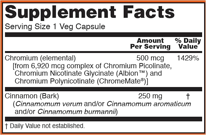 NOW Foods Supplements, Tri-Chromium™ 500 mcg with Cinnamon, Insulin Co-Factor*, 90 Veg Capsules
