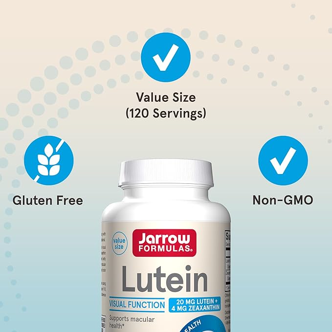 Jarrow Formulas Lutein 20 mg - 120 Softgels - Clinically Documented Eye Health & Support - With Zeaxanthin - 120 Servings