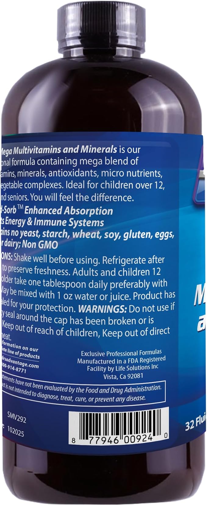 Drs Advantage - Liquid Mega MultiVitamins and Minerals 32oz [Health and Beauty]
