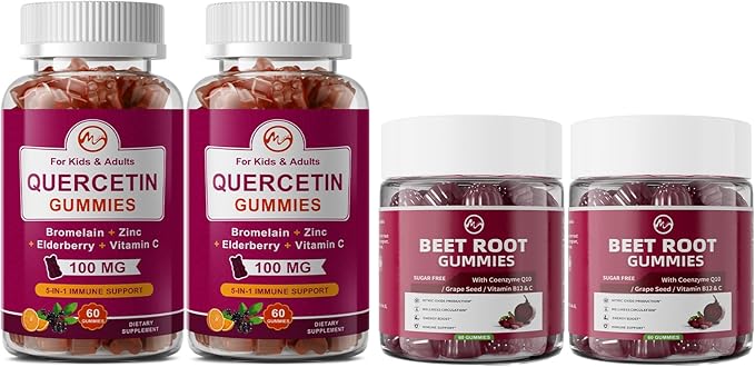 M inch Beet Root Gummies & Quercetin Gummies - Blood* Pressure Support & Immune Support