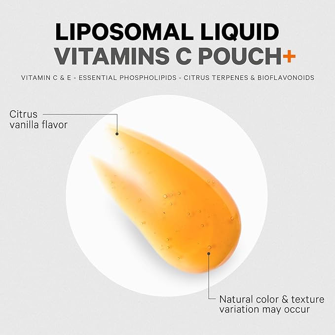 Codeage Liposomal Vitamin C Liquid 1000mg Vitamin C, 4000mg Essential Phospholipids, Supplement For Daily Immune Support, Liposomes For Absorption, Citrus Bioflavonoids, Vitamin E, Non-GMO, 32 Pouches