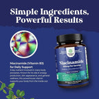 Pure Vitamin B3 Niacinamide 500mg Capsules - Niacinamide (Vit B3) 500mg Flush Free Form of B3 Vitamins for Skin Health Detox & NAD Production Support for Women & Men - Healthy Skin Supplement - 180 Ct