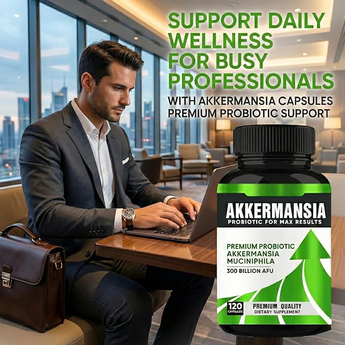 Akkermansia Probiotic Supplement, (120 Count) Akkermansia Muciniphila, High-Potency Formula for Gut Health & Immune Support, 300 Billion CFU, Vegan