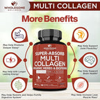 Wholesome Wellness Liposomal Vitamin C Capsules (200 Pills 1500mg Buffered) + Super-Absorb Multi Collagen Pills (Type I II III V X) Organic Herbs and Bioperine Bundle