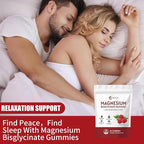 Hywebvctok 400mg Magnesium Bisglycinate Gummies with Vitamin B6, C, D3, Promotes Muscle & Nerve Function, Relaxation & Wellness, Raspberry Flavor, 60 Count