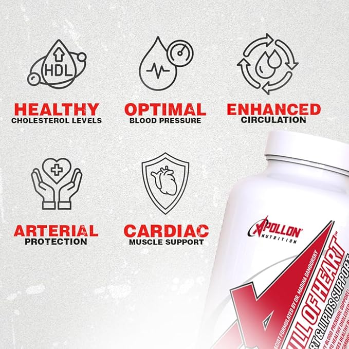 Apollon Nutrition Full of Heart – Comprehensive Cardiovascular Support | Bergamonte, Red Yeast Rice, CoQ10 | PharmD Formulated | 240 Capsules (30 Servings)