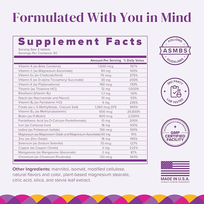 BariMelts Bariatric Multivitamin with Iron - 2 Month Supply (120 Fast-Dissolving Tablets) - Sugar-Free - Post-Op Bariatric Vitamins - Natural Blueberry Flavor