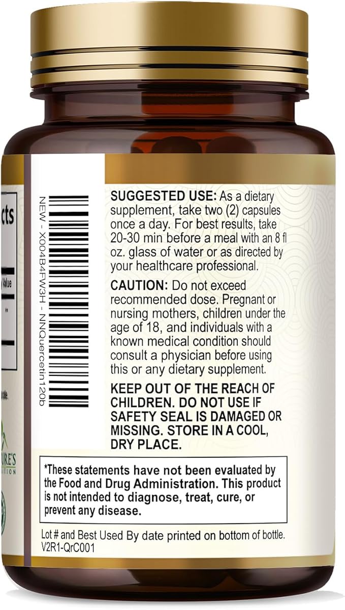 Quercetin Dihydrate 1000mg per Serving - Premium Plant-Based Bioflavonoids - Extra Strength Antioxidant Immune & Respiratory Health Support - High Absorption Quercetin Dihydrate - 120 Veggie Capsules