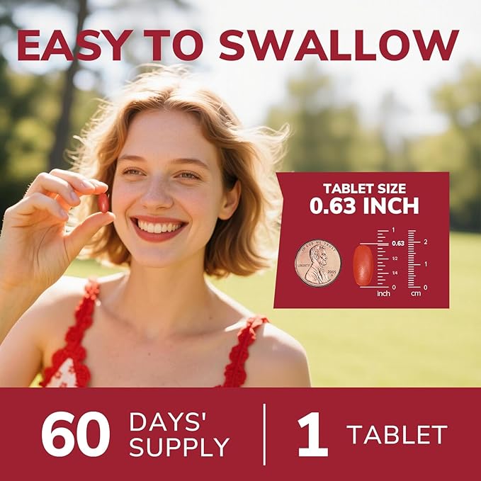 Iron Supplement for Women & Men, 65 mg, Ferrous Sulfate, Vitamin C, D3, B6, B12, Folate, Beet Root, Spinach, Pumpkin Seeds, Nettle, for Red Blood Cell & Energy Production, 60 Tablets