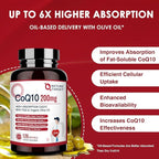 NATURE TARGET CoQ10-200mg-Softgels + PQQ with Organic-Olive-Oil - High Absorption-Coenzyme-Q10 - Antioxidant-for-Heart-Health and Immune Support, Energy Production, 120 Servings
