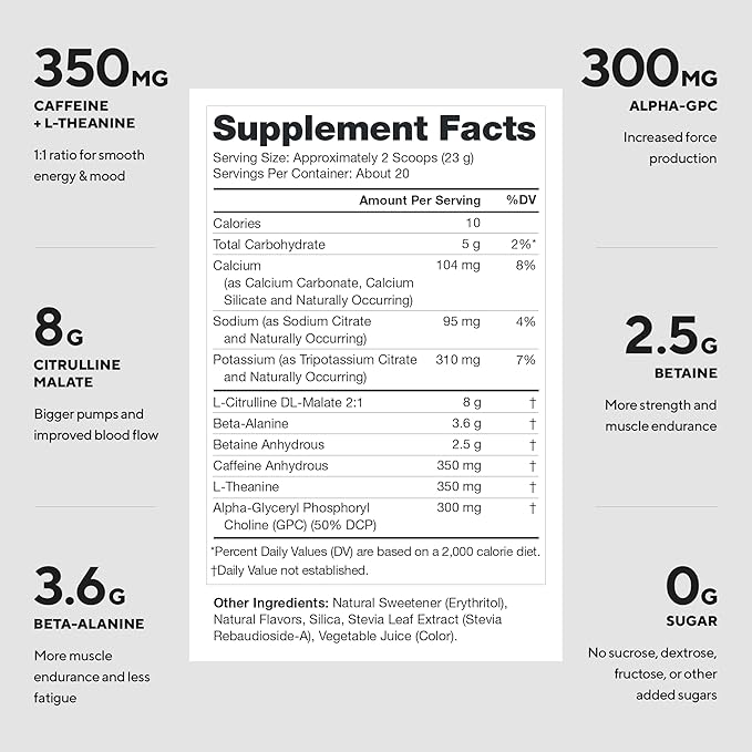 LEGION Pulse Pre Workout - All Natural Nitric Oxide Preworkout Drink to Boost Energy, Creatine Free, Naturally Sweetened, Beta Alanine, Citrulline, Alpha GPC (Cherry Limeade)
