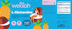 Wellah L-Glutamine Powder Blue Hawaii (50 Servings) - 5g L-Glutamine Per Serving, Sweetened with Stevia