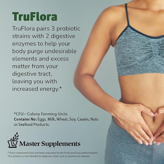 Master Supplements Truflora, 15 Billion CFU, 3 Probiotics, 2 Enzymes, 32 - V-Caps