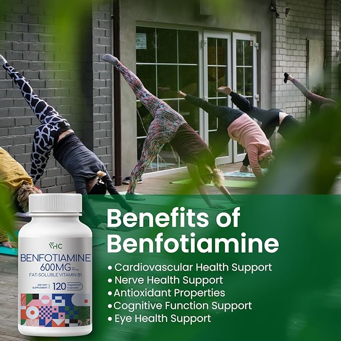 VHC Vitamin B1 Benfotiamine 600mg Supplement- 5X Time Fat-Soluble Thiamine Vitamin B1- Max Boost Bioavailable Thiamine B1 Levels Veggie Capsules,Non-GMO, Soy Free- Made in USA (240 Counts)