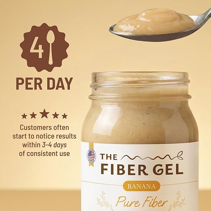 The Fiber Gel High Dietary Fiber Prebiotic Gel Formula — 100% Natural & Clean Label — Plant-Based Psyllium Husk & Inulin Complex — Keto Friendly, Vegan, No Added Sugar — Banana, 16 oz