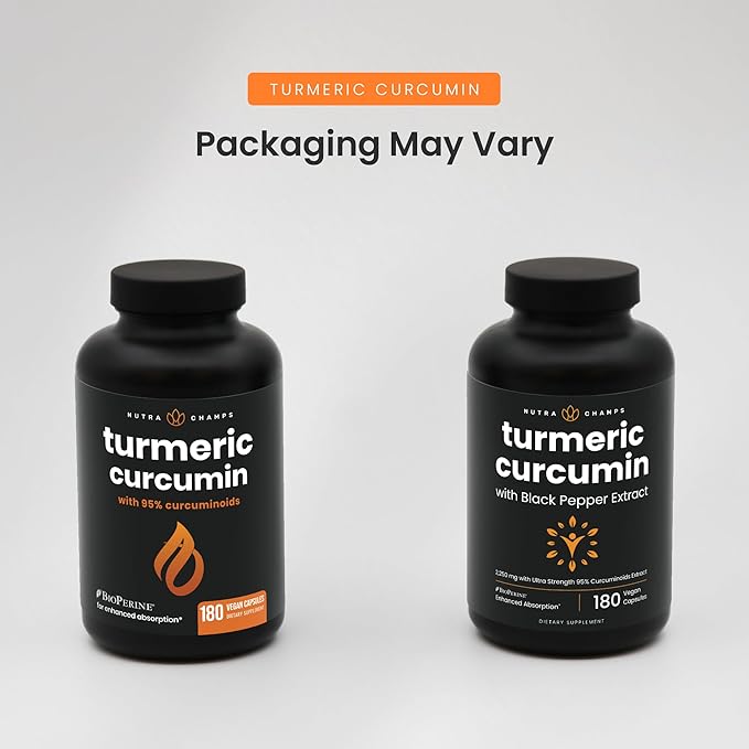 Turmeric Curcumin - 3,120 mg Complex with Ginger & Black Pepper Extract - 95% Curcuminoids - Extra Strength Turmeric Supplement for Joint Health, Brain, Heart & Immune Support - 180 Turmeric Capsules