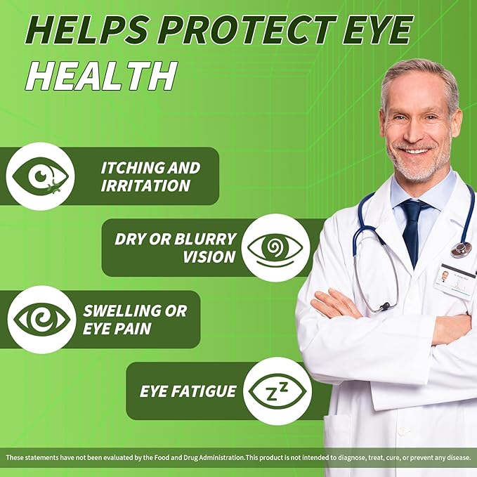 Lutein Eye Vitamins Supplement for Adults - 90 Capsules, Supports Eye Health with Zeaxanthin, Zinc, Vitamins C & E, Vegan Formula for Blue Light Protection & Macular Support (1)