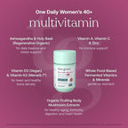 True Grace One Daily Women’s Multivitamin 40+ Fermented Minerals, Organic Adaptogens & Mushrooms Energy, Immune, Bone Support - Non-GMO - Iron, Gluten & Soy Free - 30 Vegan Tablets