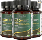 Liposomal NAD+ Resveratrol Supplement - NMN Alternative with Trans-Resveratrol, Quercetin & Fisetin - NAD Plus for Women and Men, Cellular Energy & Healthy Aging, Non-GMO | 180 Capsules