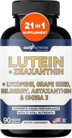 Gade Nutrition Lutein and Zeaxanthin Supplements | Astaxanthin Eye Vitamins with Omega 3, Resveratrol, Bilberry, Lycopene, Quercetin, Ginkgo Biloba, Vitamin D and More Eye Care Vitamins and Minerals