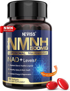 NEVISS NAD+ Supplement, Next-Gen NMNH Liposomal 500mg, NR NMN Supplement Alternative, High Absorption NAD+ with Curcumin, Niacinamide for Cellular Energy, DNA Repair, Healthy Aging, 60 Softgels