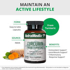 NutraMedix Curcumin - 500mg Turmeric Capsules - Promotes a Healthy Inflammatory Response, Immune System, Brain, Heart & Liver Support (120 Capsules)