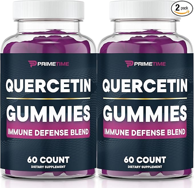 Primetime Sports Quercetin, Zinc,Vitamin C 1000mg Gummies Supplements with Elderberry, Flavonoid Vitamin for Kids Adults Immunity, Immune Support Gummy Booster 60 Count (Pack of 2)