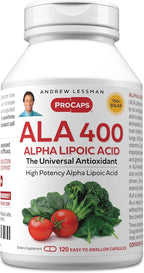 ANDREW LESSMAN Alpha Lipoic Acid ALA 400mg - 120 Capsules - The Universal Anti-Oxidant, Ultra-High Potency, No Additives
