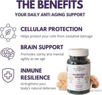 Everyday Youth - Anti-Aging Supplement - Brain & Cellular Energy Formula – Lion’s Mane, Chestnut, NAD, B12 + Beta-Glucans - 60 Vegan Capsules