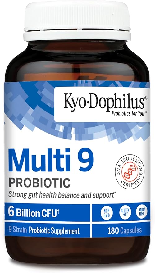 Kyolic Kyo-Dophilus Multi 9 Probiotic, Strong Gut Health Balance and Support*, 180 Capsules